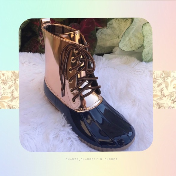 rose gold duck boots
